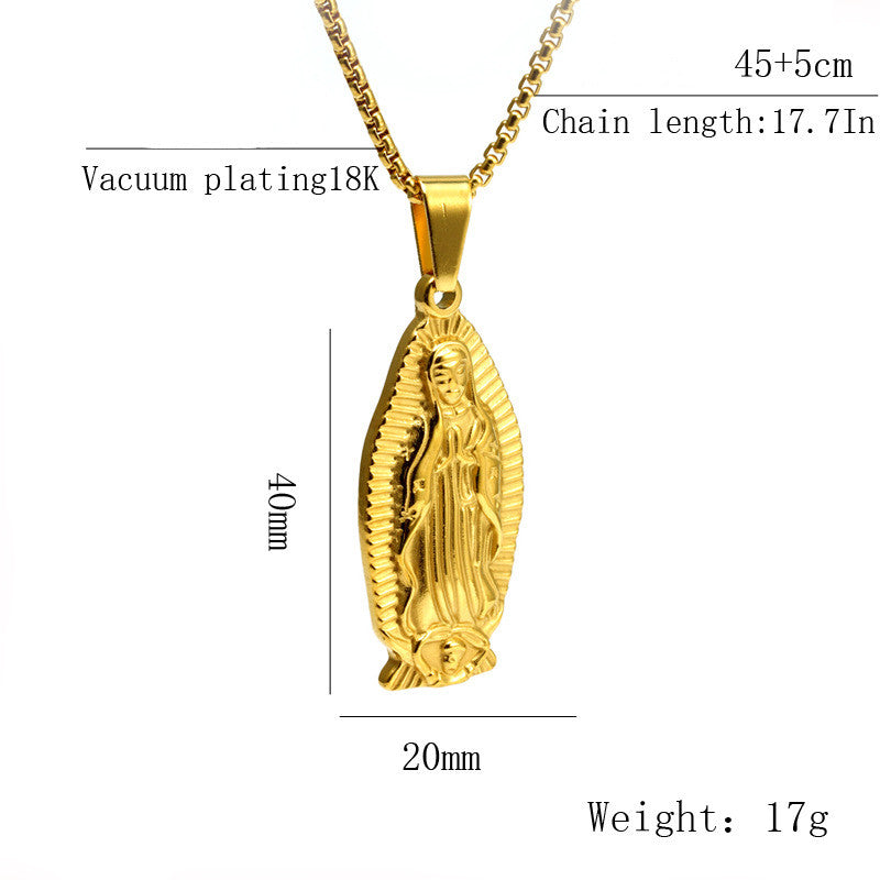 Ethnic Style Virgin Mary Stainless Steel Plating Pendant Necklace