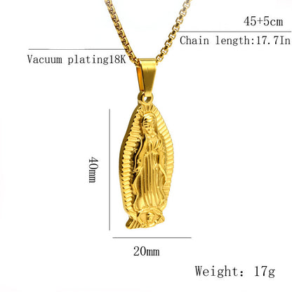 Ethnic Style Virgin Mary Stainless Steel Plating Pendant Necklace