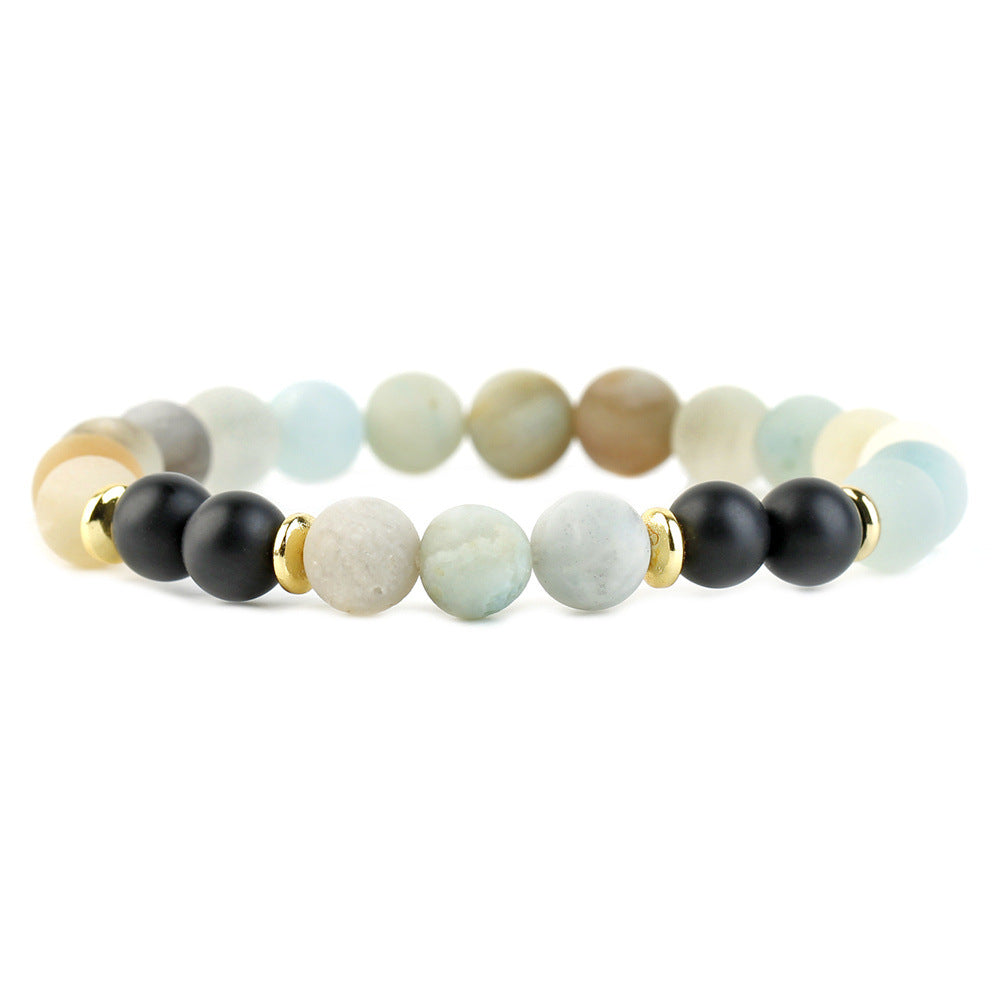 Retro Round Natural Stone Beaded Bracelets 1 Piece