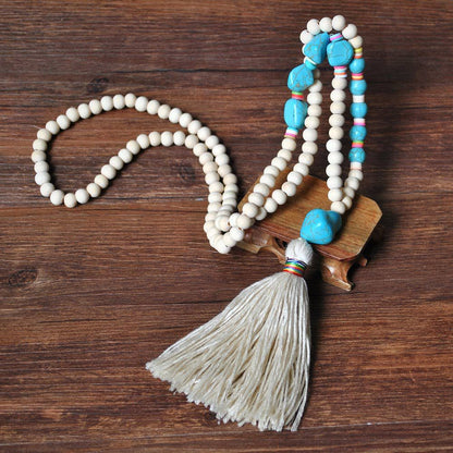 1 Piece Fashion Tassel Wood Turquoise Soft Clay Beaded Women's Pendant Necklace