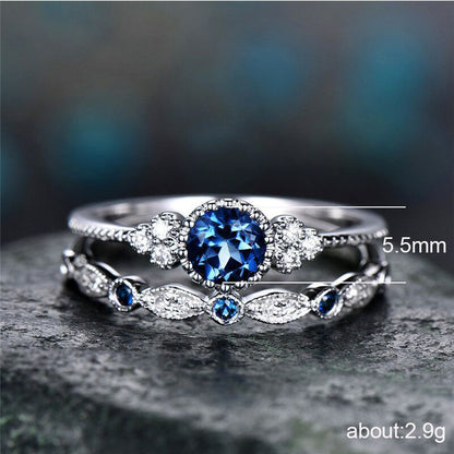 Fashion Round Alloy Inlay Rhinestones Women's Rings 2 Pieces