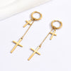 Hip-hop Cross Stainless Steel Tassel Drop Earrings 1 Pair