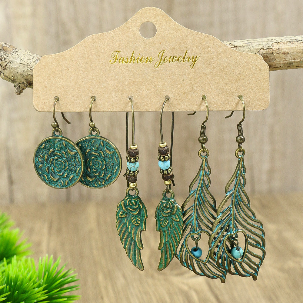 1 Pair Hip-Hop Retro Water Droplets Inlay Zinc Alloy Turquoise Drop Earrings