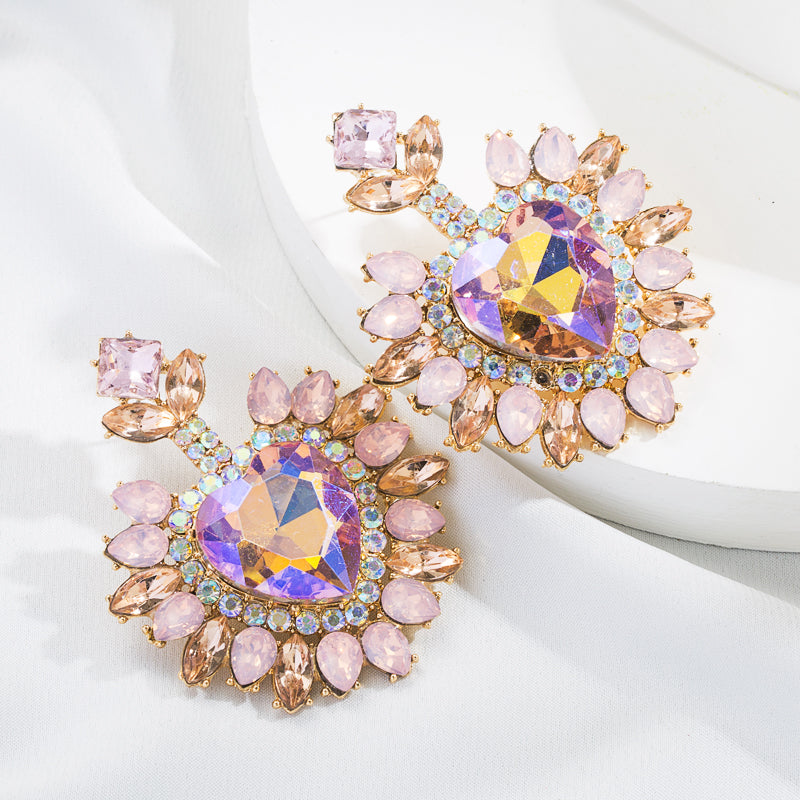 Fashion Heart Shape Alloy Inlay Rhinestones Women's Drop Earrings 1 Pair