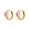 Fashion Square Copper Hoop Earrings Gold Plated Zircon Copper Earrings