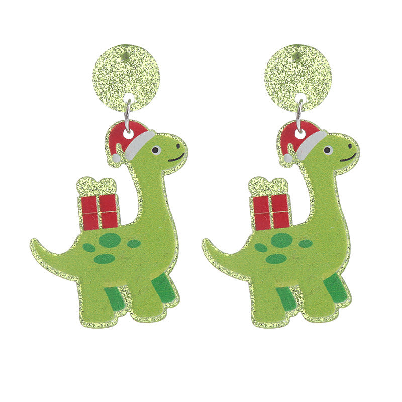 Fashion Dinosaur Arylic Printing Christmas Women's Drop Earrings 1 Pair