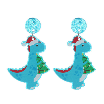 Fashion Dinosaur Arylic Printing Christmas Women's Drop Earrings 1 Pair