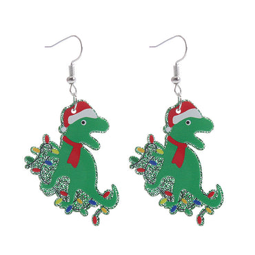 Fashion Dinosaur Arylic Printing Christmas Women's Drop Earrings 1 Pair