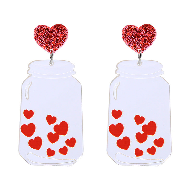 Fashion Letter Heart Shape Arylic Stoving Varnish Women's Drop Earrings 1 Pair