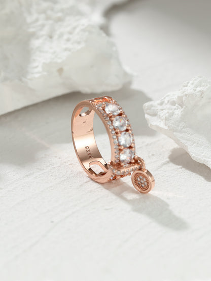 Fashion Geometric Copper Inlay Zircon Rings 1 Piece