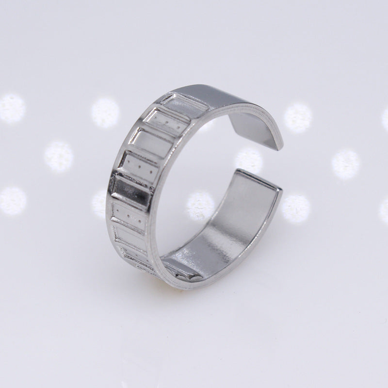 Retro Solid Color Titanium Steel Plating Open Ring 1 Piece