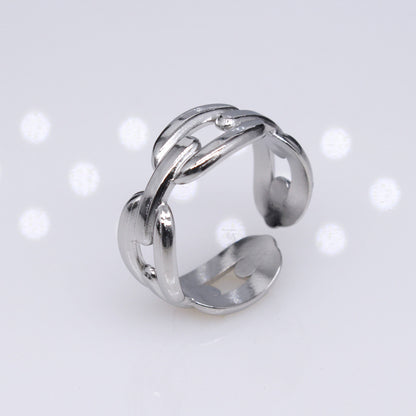 Retro Solid Color Titanium Steel Plating Open Ring 1 Piece