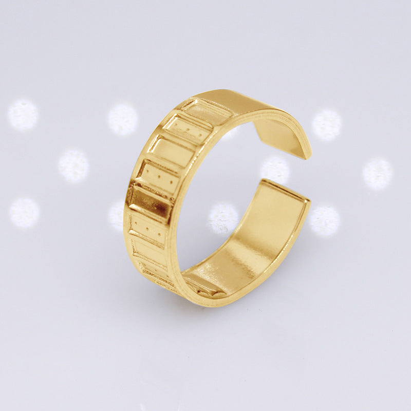 Retro Solid Color Titanium Steel Plating Open Ring 1 Piece