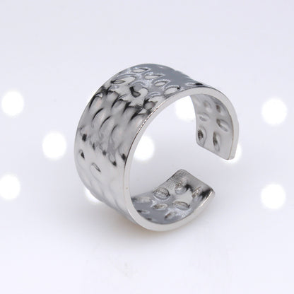 Retro Solid Color Titanium Steel Plating Open Ring 1 Piece