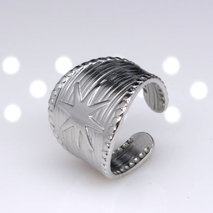 Retro Solid Color Titanium Steel Plating Open Ring 1 Piece