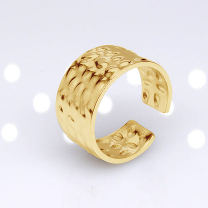 Retro Solid Color Titanium Steel Plating Open Ring 1 Piece