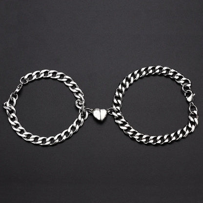 Hip-hop Sun Moon Heart Shape Metal Plating Couple Bracelets 1 Pair