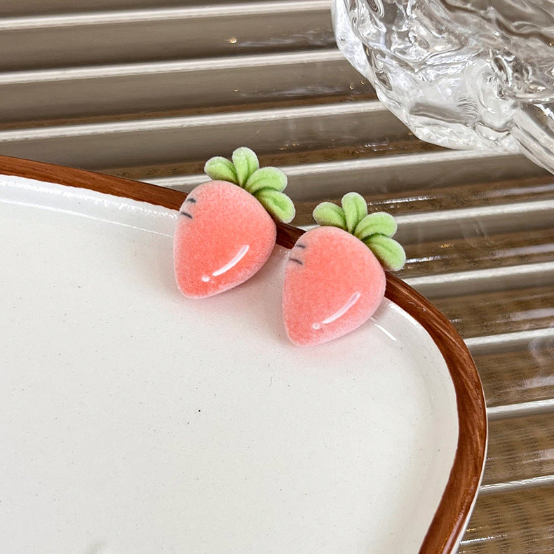 Sweet Fruit Flocking Women's Ear Studs 1 Pair