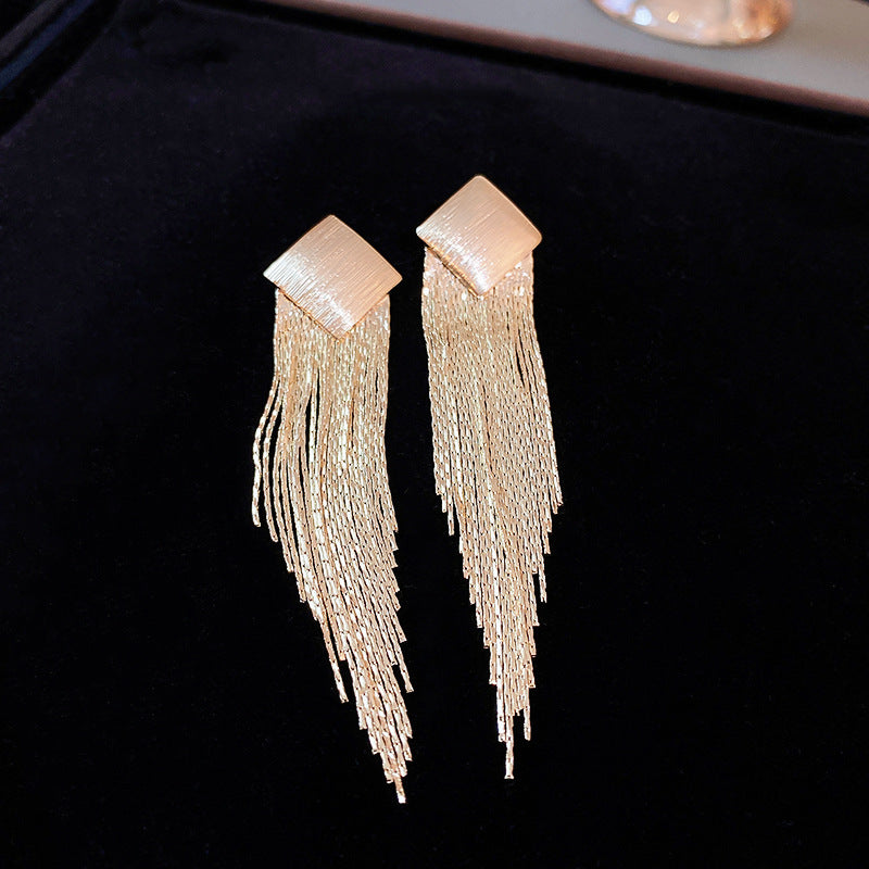 Fashion Geometric Copper Tassel Artificial Pearls Drop Earrings 1 Pair