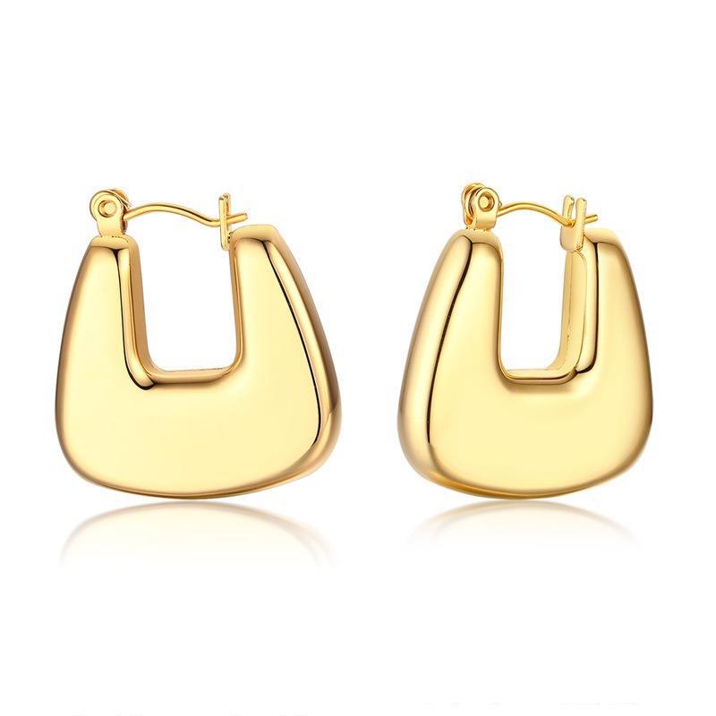 Simple Style Solid Color Stainless Steel Gold Plated Earrings 1 Pair