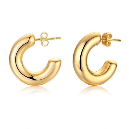 Simple Style Solid Color Stainless Steel Gold Plated Earrings 1 Pair