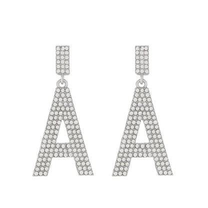 Fashion Letter Alloy Inlay Rhinestones Women's Drop Earrings 1 Pair