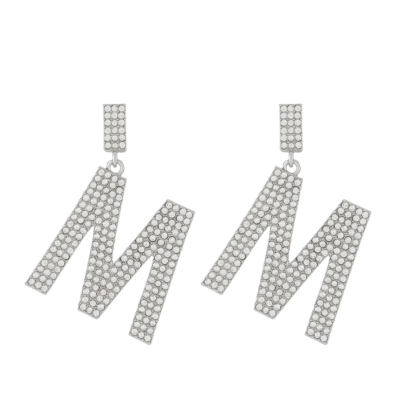 Fashion Letter Alloy Inlay Rhinestones Women's Drop Earrings 1 Pair