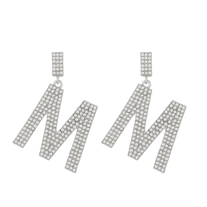 Fashion Letter Alloy Inlay Rhinestones Women's Drop Earrings 1 Pair