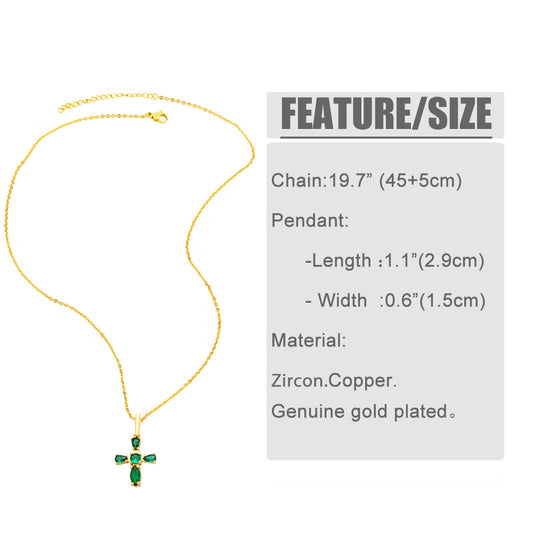 Simple Style Cross Copper Gold Plated Zircon Pendant Necklace 1 Piece