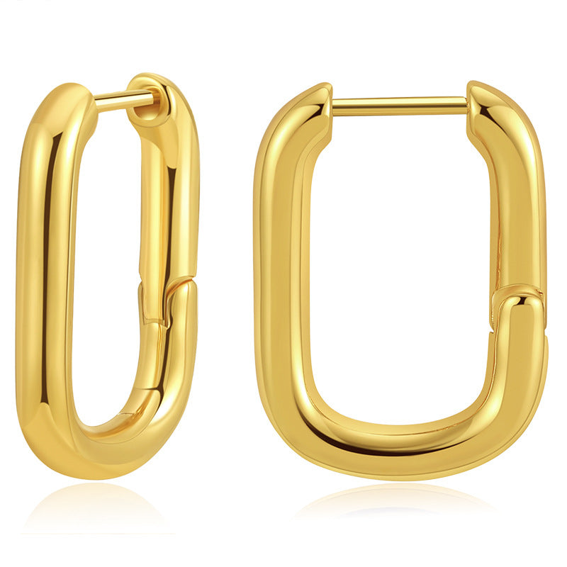 Retro U Shape Copper Gold Plated Hoop Earrings 1 Pair