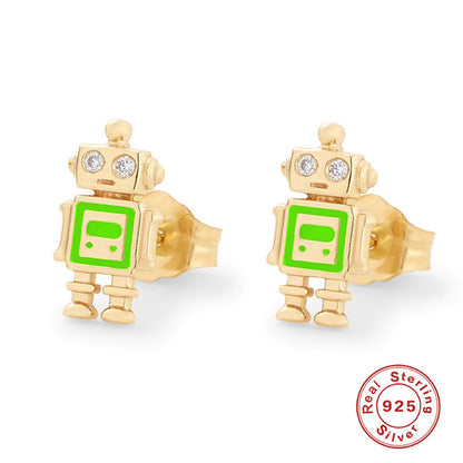 1 Pair Cute Simple Style Cartoon Plating Sterling Silver Zircon Ear Studs