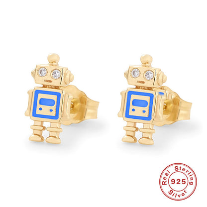 1 Pair Cute Simple Style Cartoon Plating Sterling Silver Zircon Ear Studs