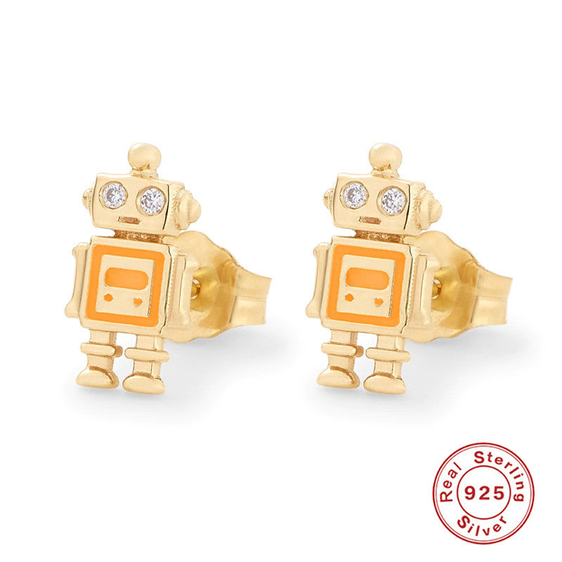 1 Pair Cute Simple Style Cartoon Plating Sterling Silver Zircon Ear Studs