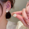 Retro Letter Tassel Heart Shape Imitation Pearl Metal Inlay Rhinestones Women's Earrings 1 Pair