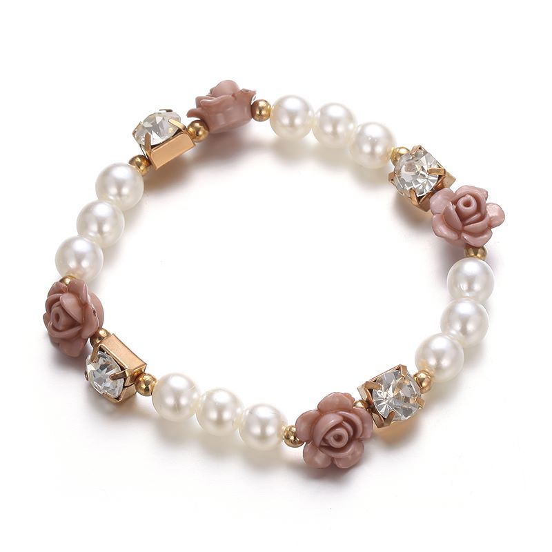 Simple Style Flower Arylic Pearl Inlay Zircon Women'S Bracelets 1 Piece