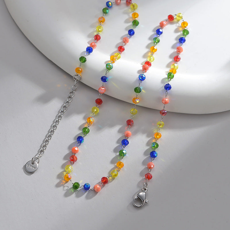 Simple Style Multicolor Stainless Steel Plating Necklace 1 Piece