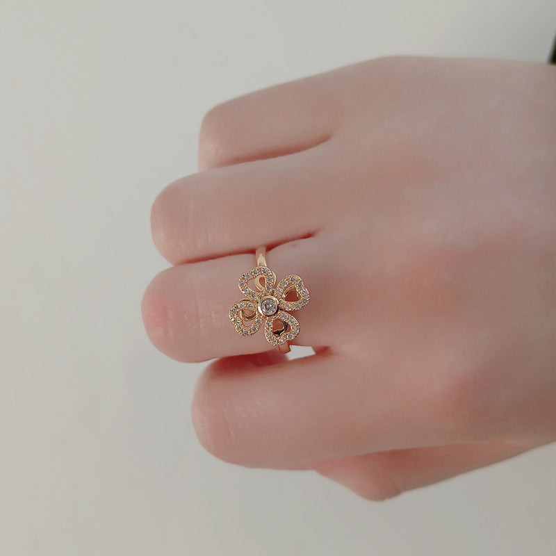 Simple Style Geometric Flower Copper Plating Zircon Rings