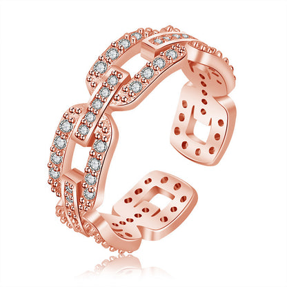 Simple Style Solid Color Copper Plating Inlay Artificial Diamond Rings 1 Piece