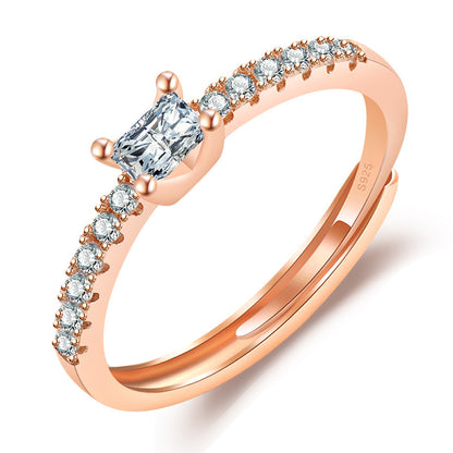 Simple Style Solid Color Copper Plating Inlay Artificial Diamond Rings 1 Piece