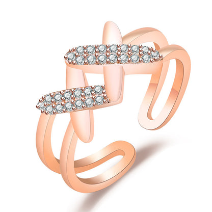 Simple Style Solid Color Copper Plating Inlay Artificial Diamond Rings 1 Piece