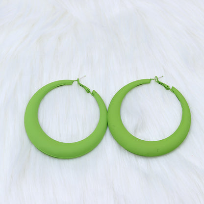 Fashion Geometric Metal Spray Paint Women's Hoop Earrings 1 Pair