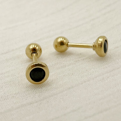 1 Pair Simple Style Geometric Inlay Stainless Steel Zircon Ear Studs