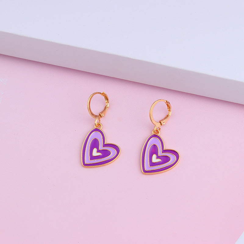 Fashion Heart Shape Alloy Enamel Women's Earrings 1 Pair