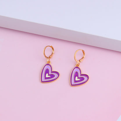 Fashion Heart Shape Alloy Enamel Women's Earrings 1 Pair