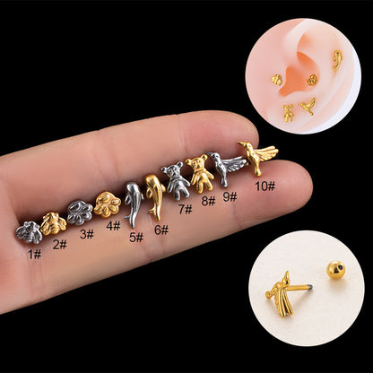 1 Piece Fashion Bear Bee Plating Stainless Steel Ear Studs