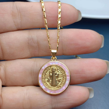 Fashion Portrait Round Copper Plating Pendant Necklace 1 Piece