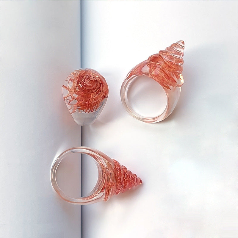 Simple Style Conch Resin Polishing Women's Rings 1 Piece