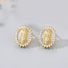 Fashion Round Copper Inlay Zircon Ear Studs 1 Pair