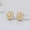 Fashion Round Copper Inlay Zircon Ear Studs 1 Pair