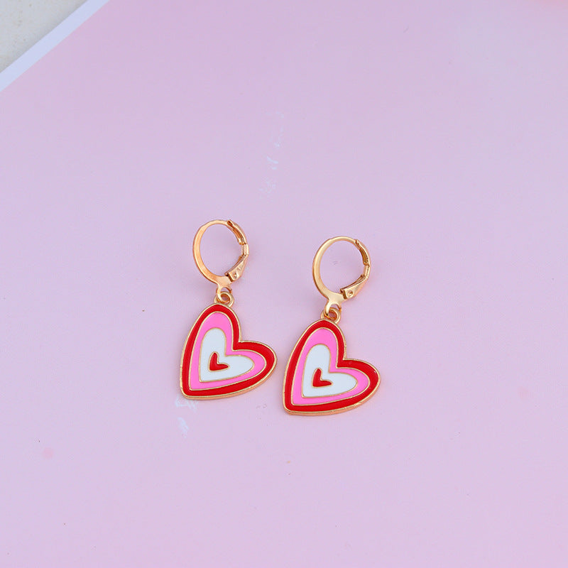 Fashion Heart Shape Alloy Enamel Women's Earrings 1 Pair